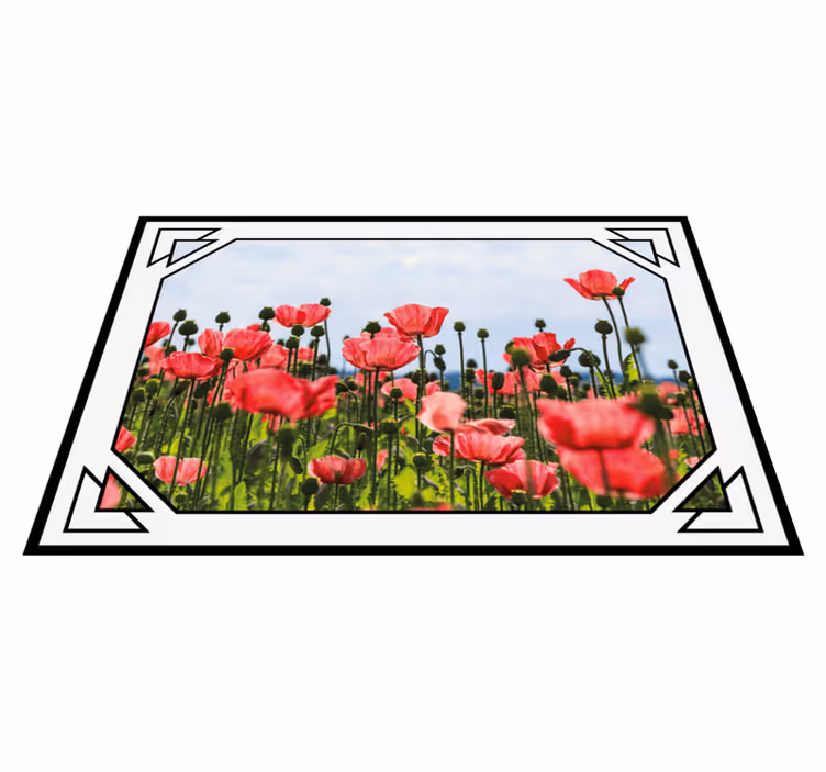 Fargerik valmuefelt vinyl teppe blomster og planter - Tenstickers