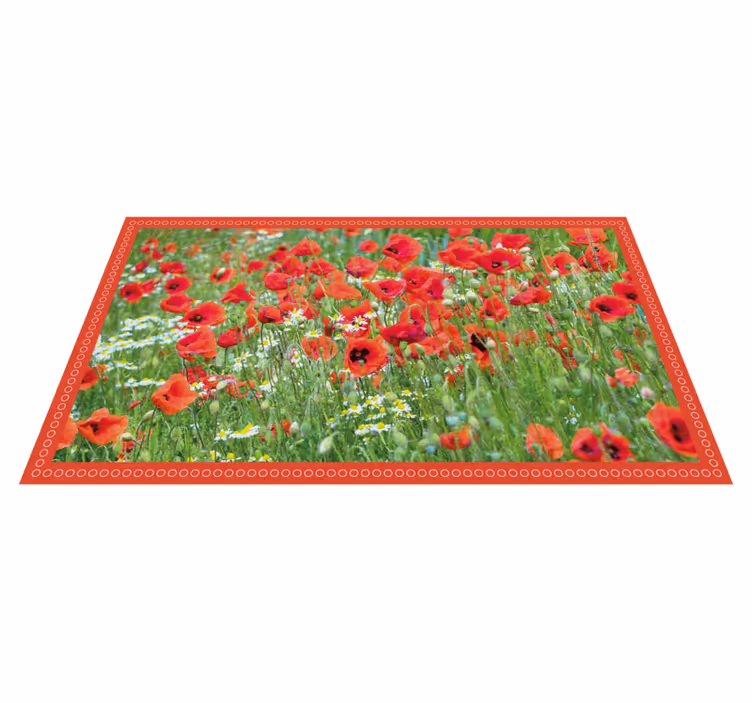 Valmue og små hvite blomster blomsterteppe - Tenstickers