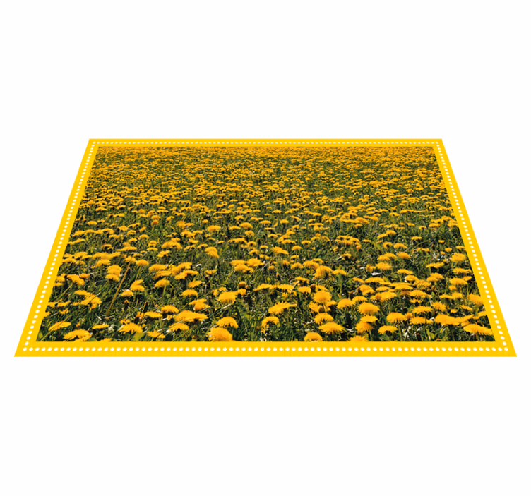 Solsikkefelt vinyl teppe blomster og planter - Tenstickers