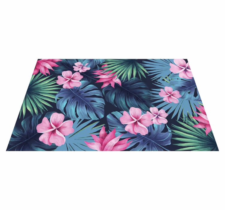 Tropiske blader og blomster natur vinyl teppe - Tenstickers
