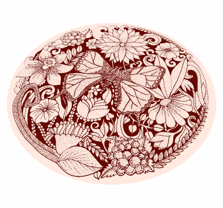 Vintage blomst og sommerfugler natur vinyl teppe - Tenstickers