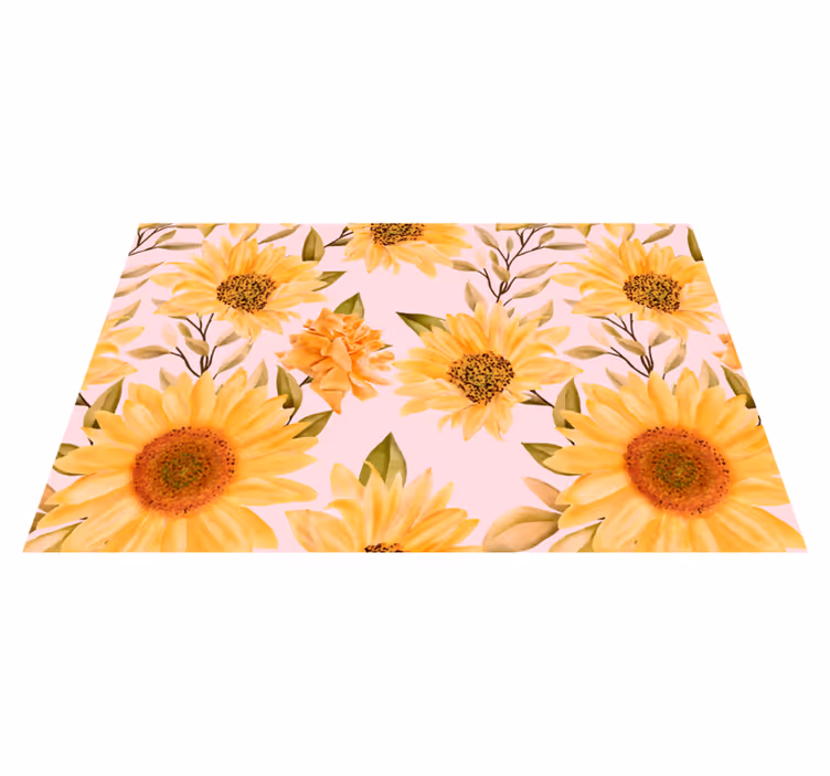 Solsikkeblomsterkonsept vinyl teppe blomster og planter - Tenstickers