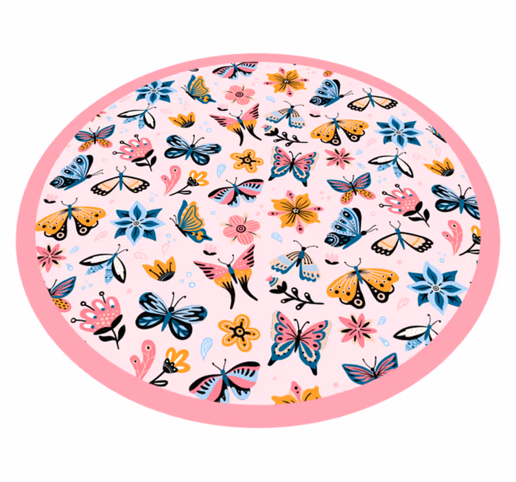 Sommerfugler og blomster barn vinyl teppe - Tenstickers
