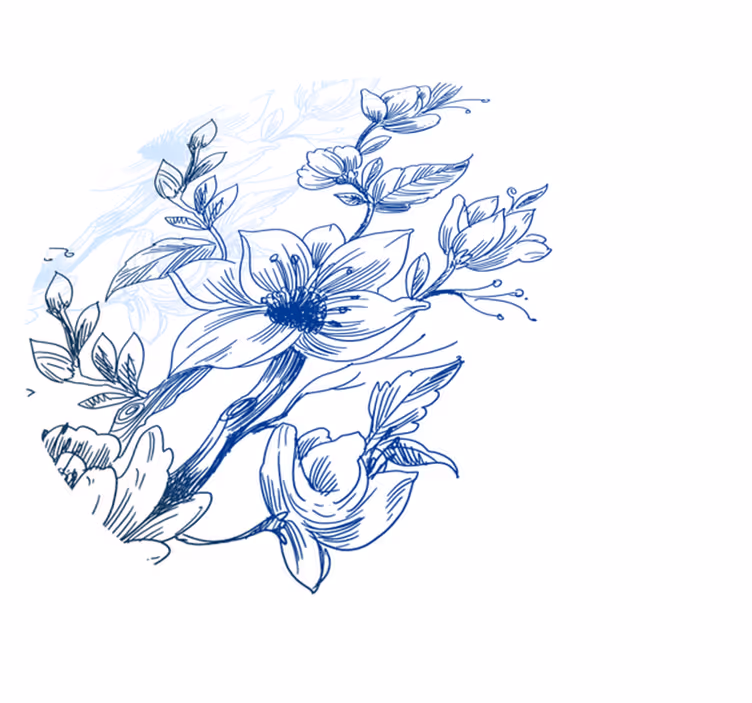 Blått blomster natur vinyl teppe - Tenstickers