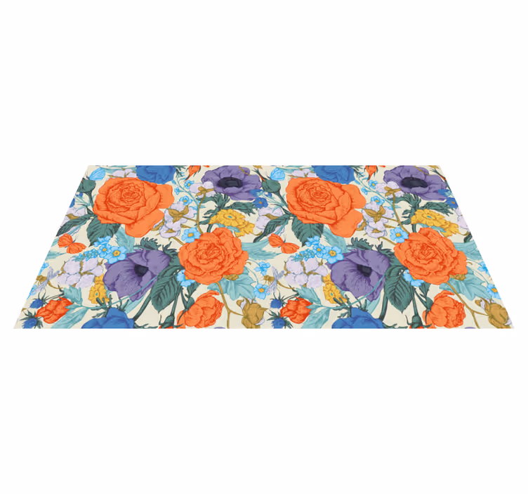 Livlig blomsterkomposisjon vinyl teppe blomster og planter - Tenstickers