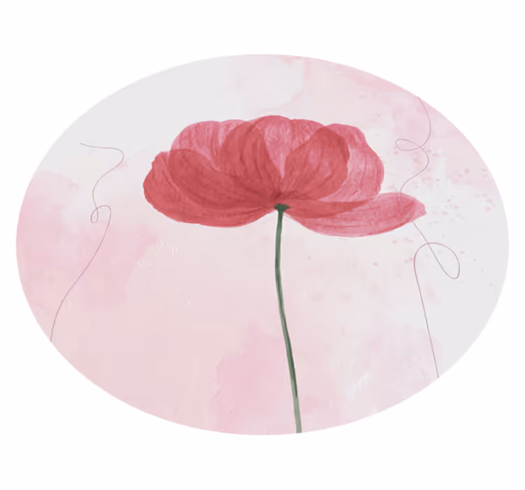 Akvarell valmuedesign vinyl teppe blomster og planter - Tenstickers