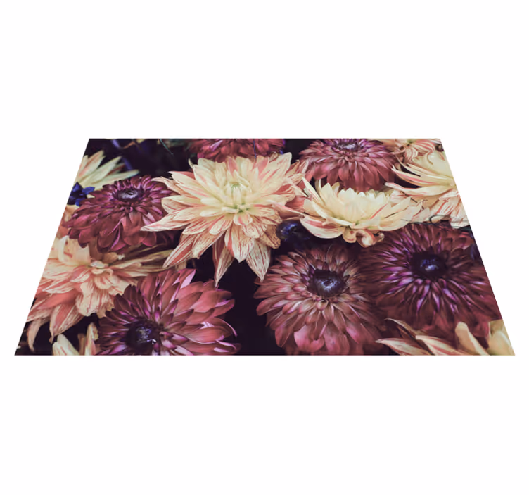 Georginer blomster i forskjellige farger vinyl teppe blomster og  - Tenstickers