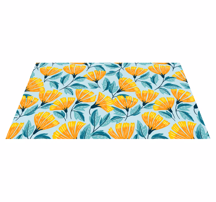 Gult blomstermønster vinyl teppe blomster og planter - Tenstickers