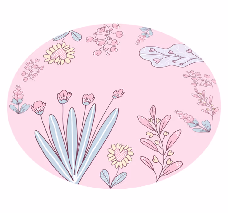 Delikat blomsterramme vinyl teppe blomster og planter - Tenstickers