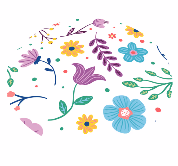 Fargerike blomster mønster vinyl teppe blomster og planter - Tenstickers