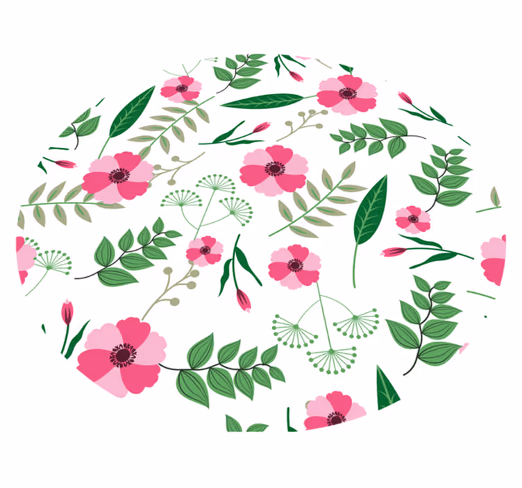 Sjarmerende blomstermønster vinyl teppe blomster og planter - Tenstickers