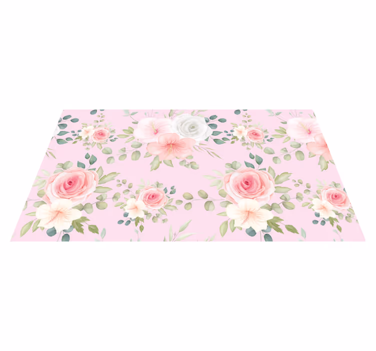 Elegant rosemønster i rosa blomsterteppe - Tenstickers