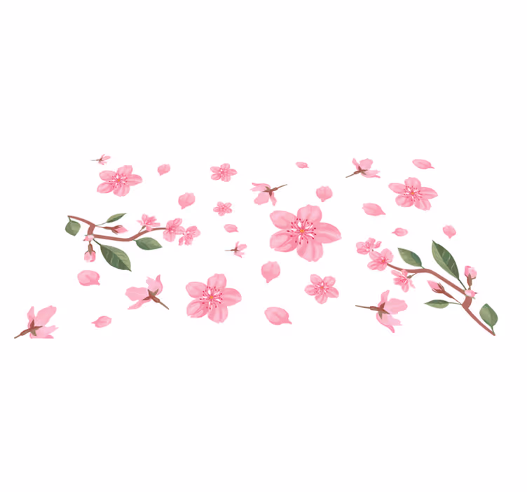 Rosa kirsebærblomster vinyl teppe blomster og planter - Tenstickers