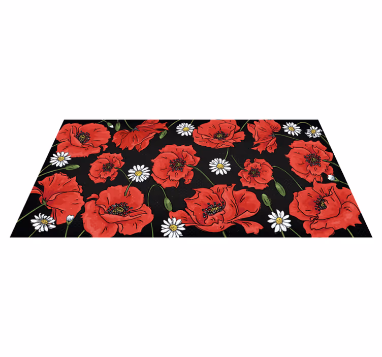 Levende blomsterillustrasjon vinyl teppe blomster og planter - Tenstickers