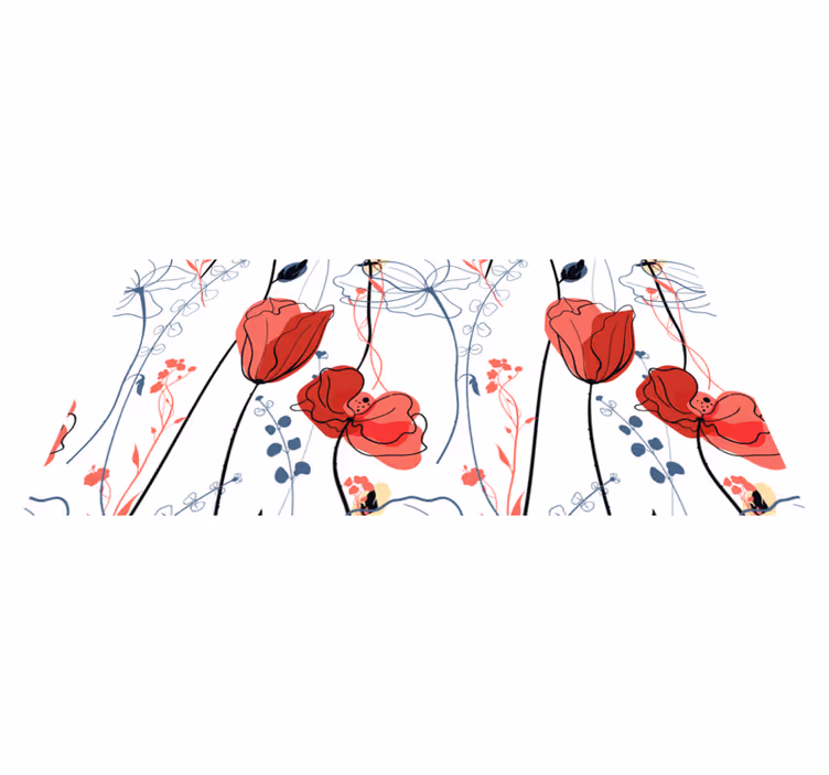 Karmosinrød blomst nåde vinyl teppe blomster og planter - Tenstickers