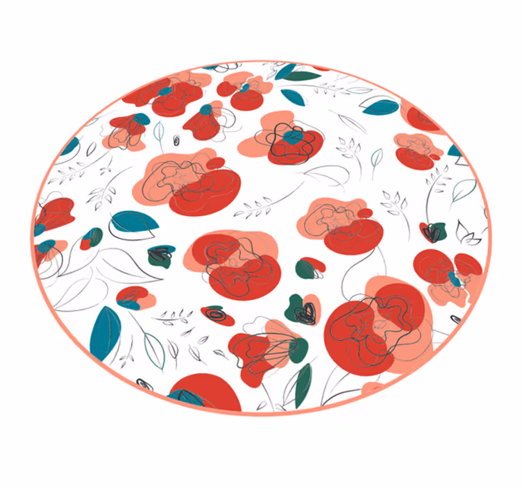 Blomstrende blomsterelement vinyl teppe blomster og planter - Tenstickers