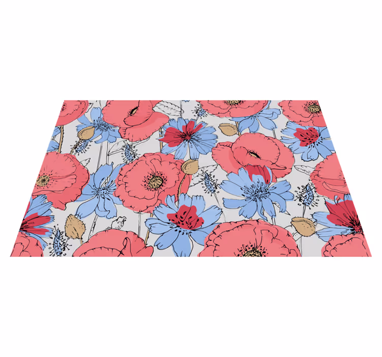 Livlig botanisk trykk vinyl teppe blomster og planter - Tenstickers