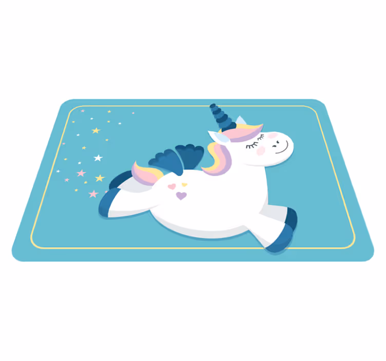 Søt enhjørning galopp vinyl teppe spedbarn - Tenstickers