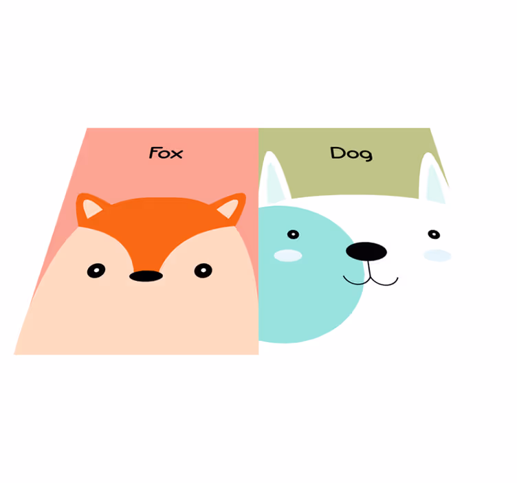 Rev og hund utenfor dyre vinyl teppe - Tenstickers