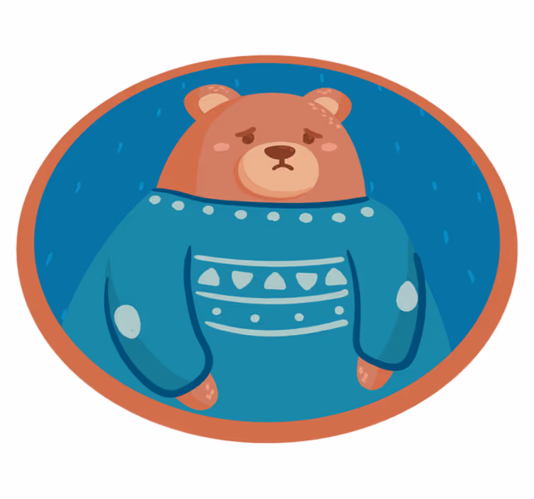 Trist bjørnegenser vinyl teppe baby - Tenstickers