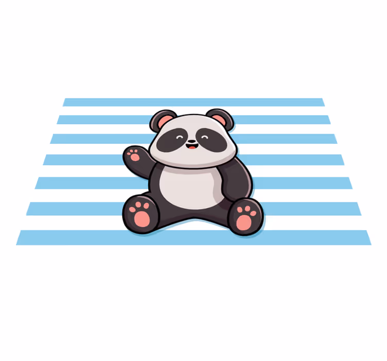 Glad panda på stripete bakgrunn dyre vinyl teppe - Tenstickers