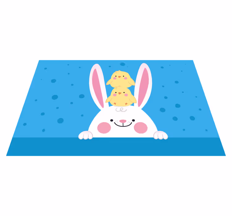 Glad kanin med kyllinger vinyl teppe spedbarn - Tenstickers