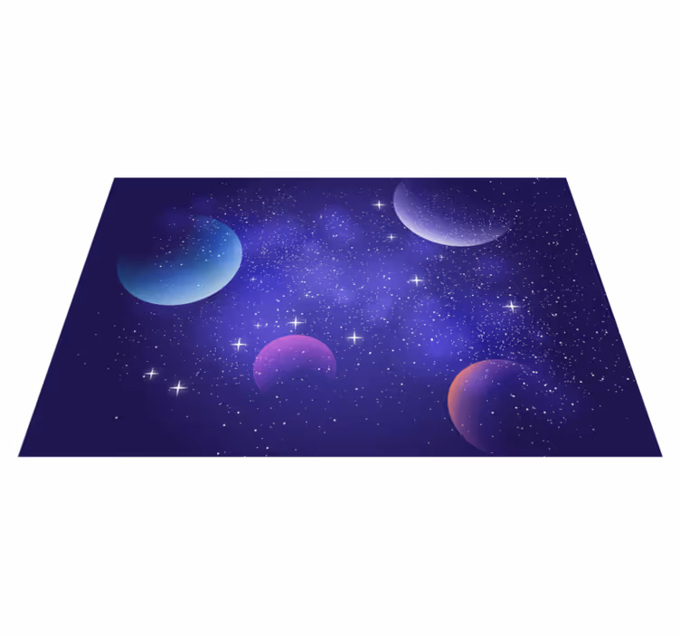 Mystisk rom med fallende stjerner moderne vinyl teppe - Tenstickers