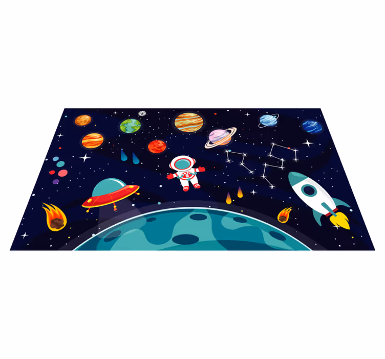Tegneserieastronaut i rommet vinylteppe - Tenstickers