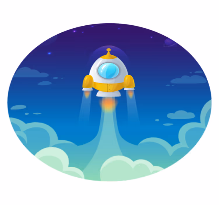 Tegneserie rakett space star vinyl teppe - Tenstickers