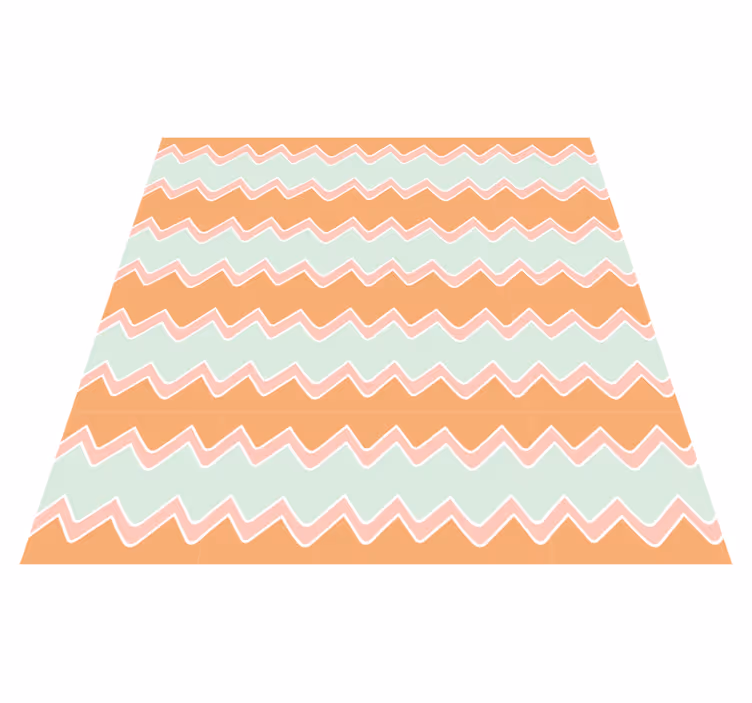 Beige og blått sikksakkmønster vinyl teppe geometrisk - Tenstickers