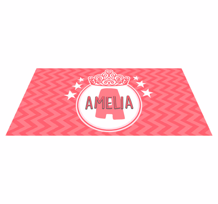Prinsesse navn med stjerner og krone Vinyl teppe flere barn - Tenstickers