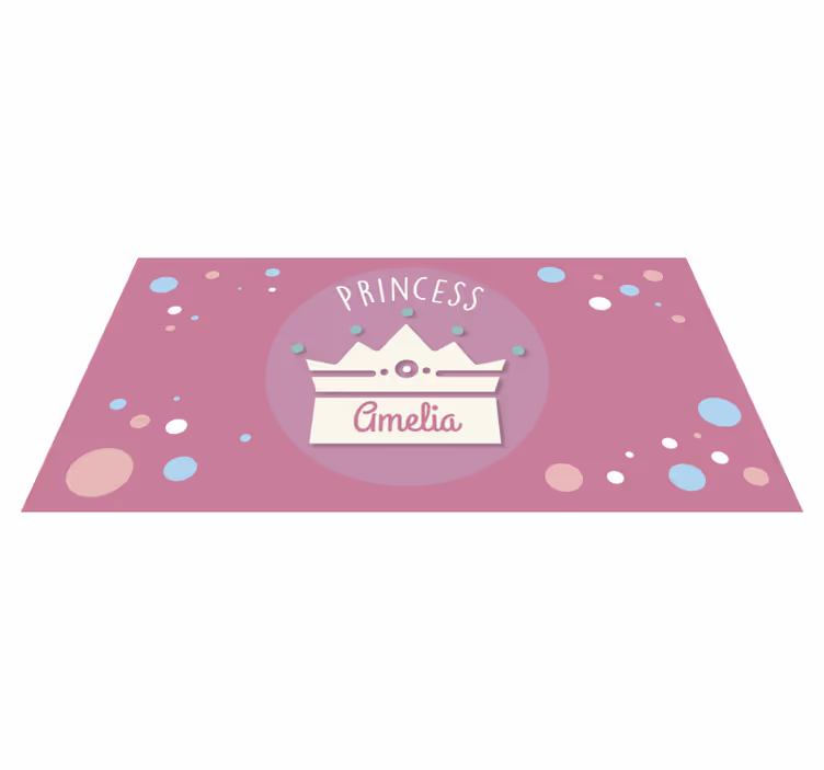 Prinsesse krone kunst vinyl teppe med navn - Tenstickers