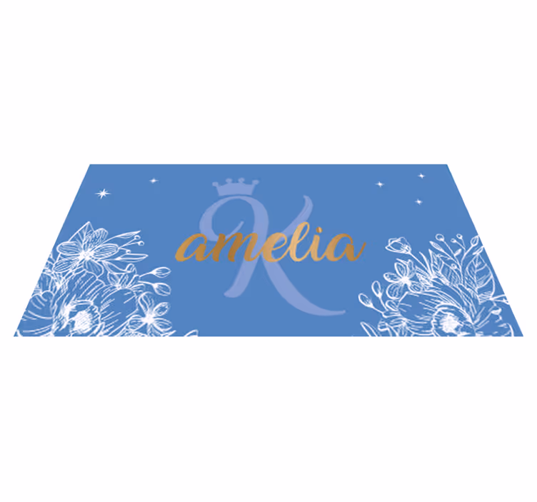 Gylden og blå prinsesse navn Vinyl teppe flere barn - Tenstickers