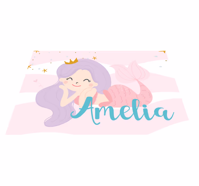 Havfrue prinsesse navn barn vinyl teppe - Tenstickers