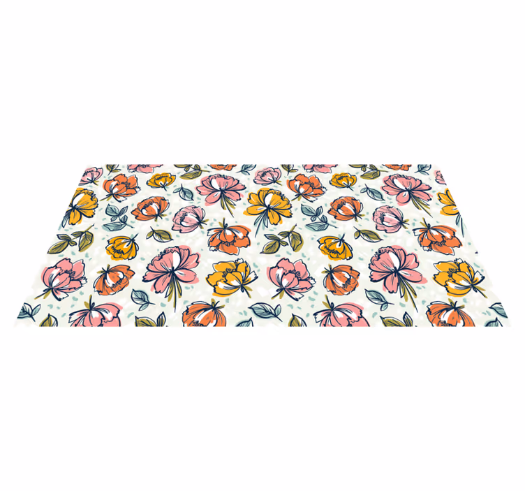 Blomstrende hagedesign vinyl teppe blomster og planter - Tenstickers