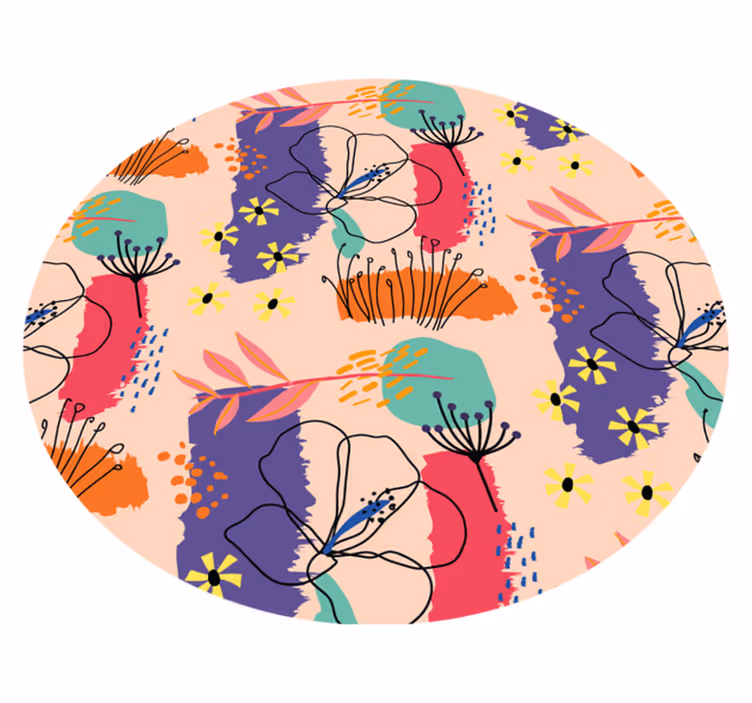 Lyse blomstermotiver vinyl teppe blomster og planter - Tenstickers