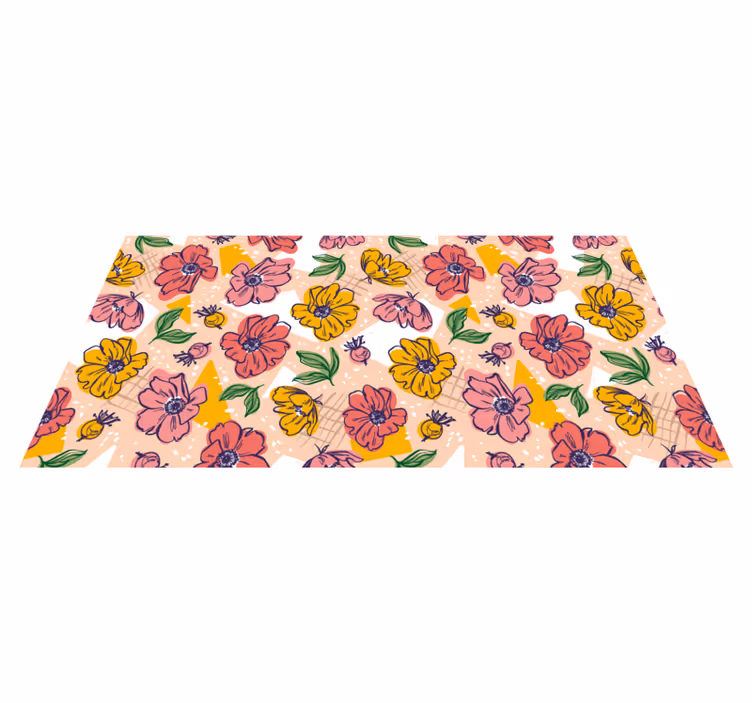 Fargerike blomster og planter vinyl teppe - Tenstickers