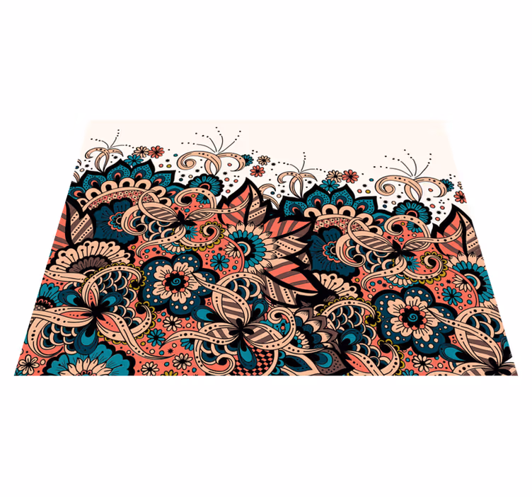 Livlige blomsterelementer vinyl teppe mandala - Tenstickers