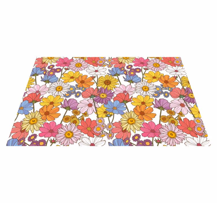 Farget blomstermønster vinyl teppe blomster og planter - Tenstickers