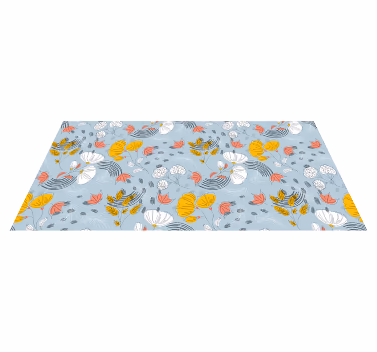Blå mønsterblomst vinyl teppe blomster og planter - Tenstickers