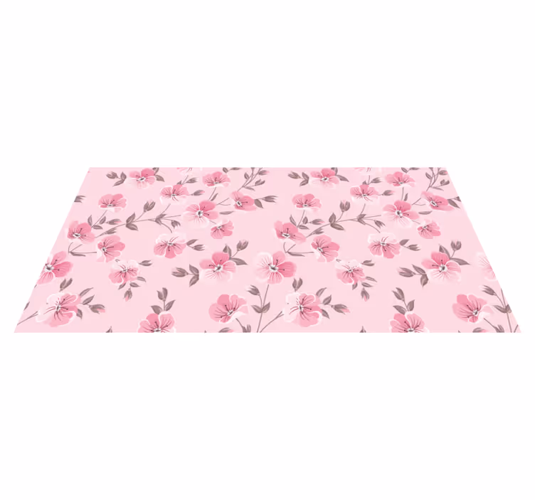 Blomstrende rosa mønster vinyl teppe blomster og planter - Tenstickers