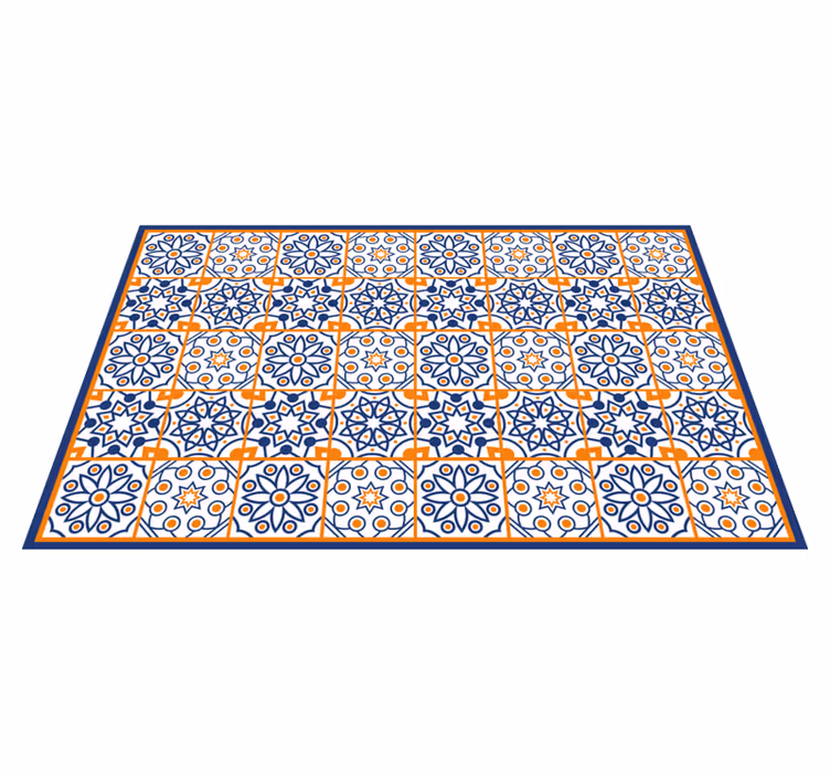 Blå og oransje vinyl teppe kjøkken - Tenstickers