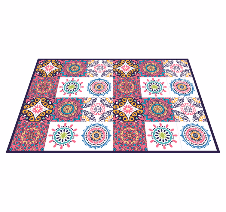 Livlige blomstermotiver vinyl teppe hydraulisk - Tenstickers