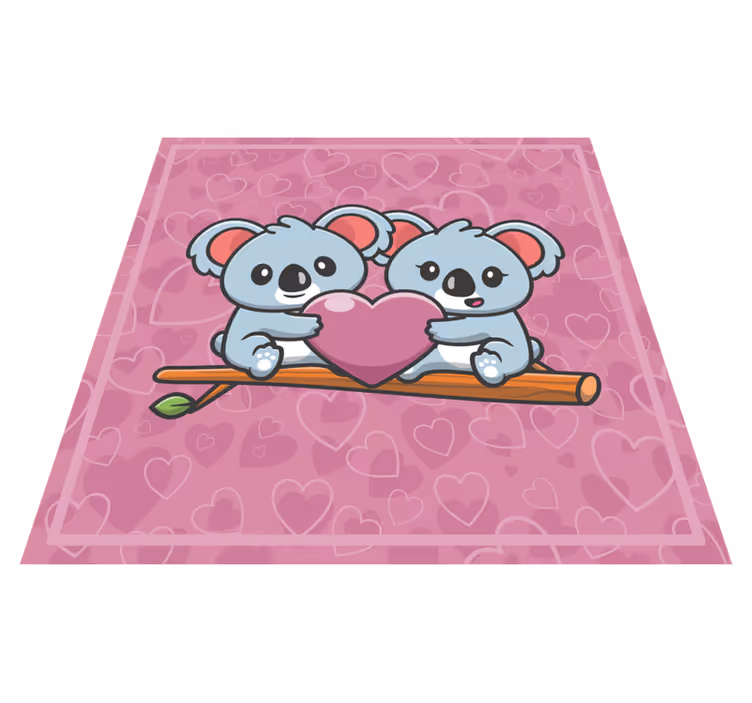 To kjærlige koalaer med hjerte vinyl teppe dyr - Tenstickers