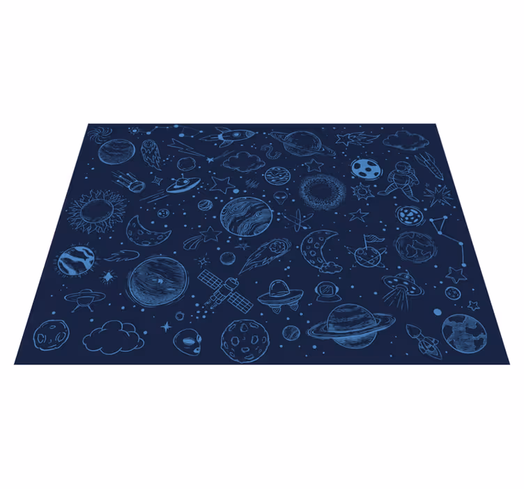 Blått kosmisk eventyr vinyl teppe stjerner - Tenstickers