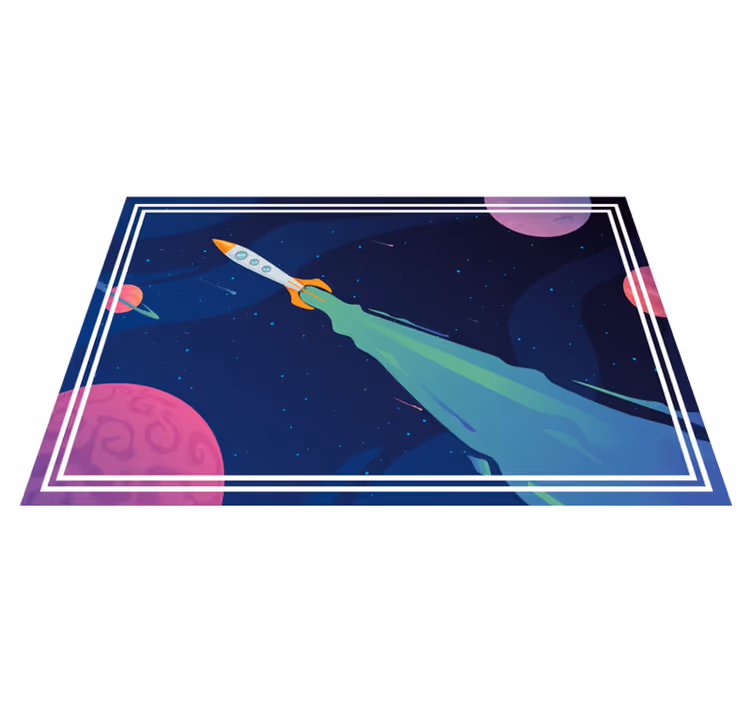 Romskip i bane vinyl teppe stjerner - Tenstickers