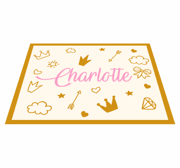 Vinyl teppe med navn prinsessetema - Tenstickers