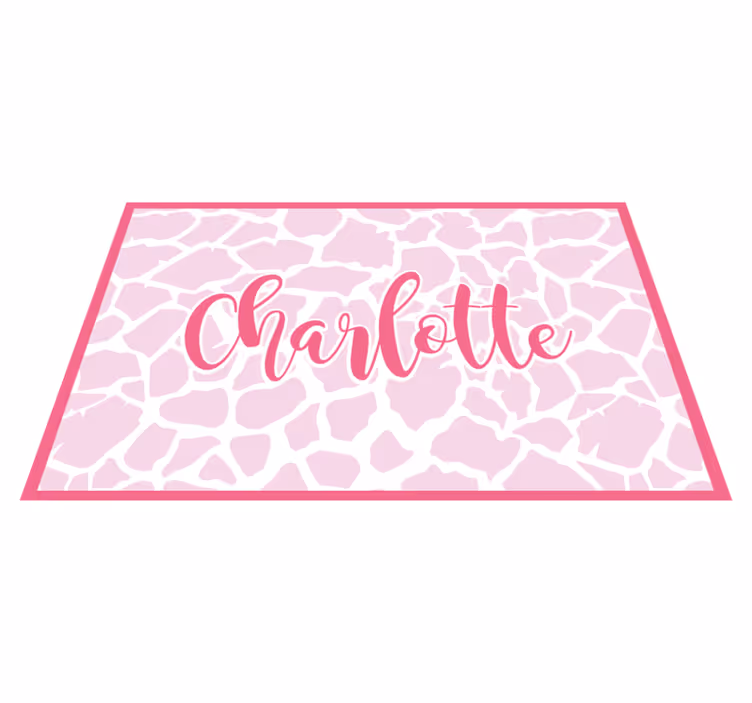 Rosa ku design vinyl teppe med navn - Tenstickers