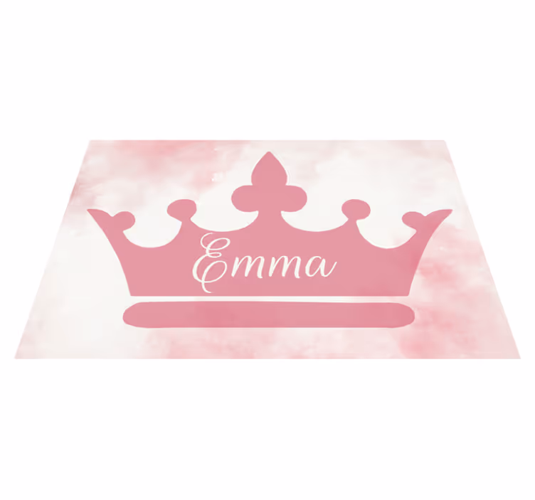 Rosa krone med navn personlig vinyl teppe - Tenstickers