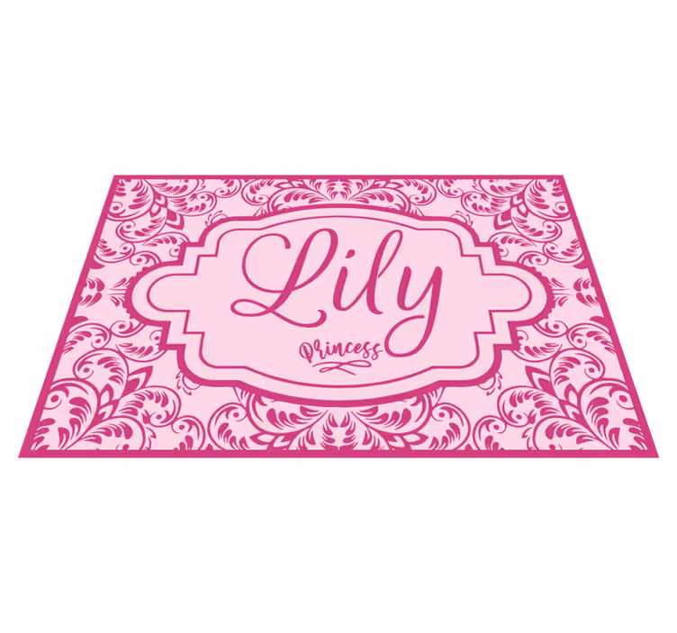 Prinsesse blomsterdesign vinyl teppe med navn - Tenstickers